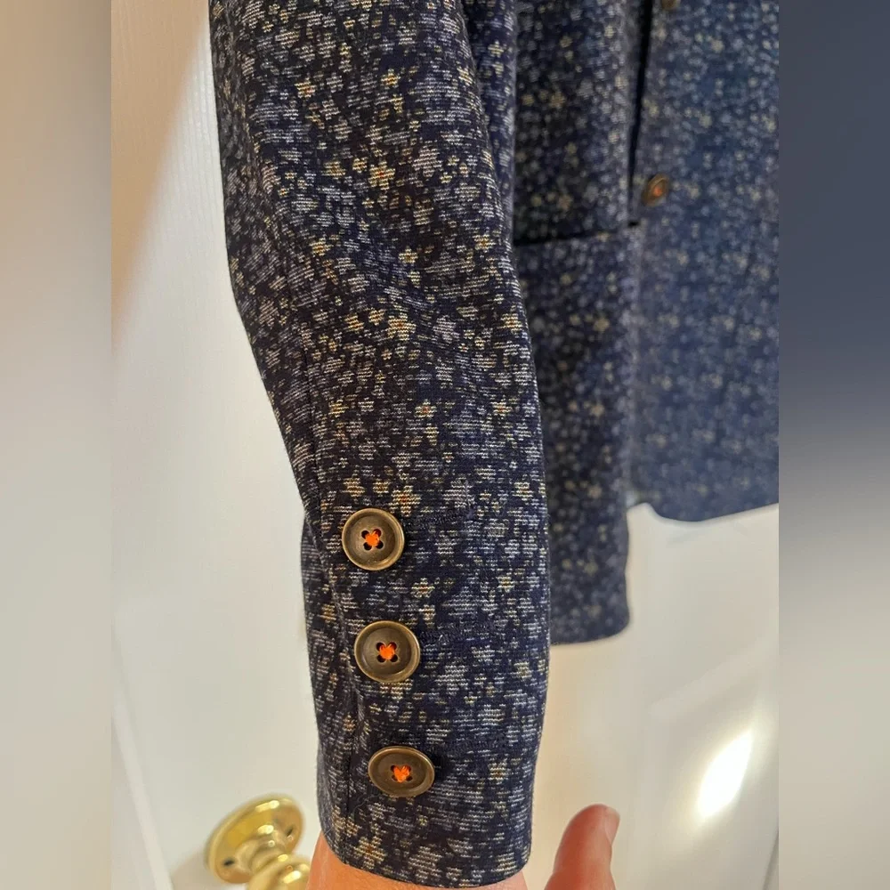 Tallia Blue Sport Coat Floral Paisley Blazer Jacket Blend Modern Mens Sz S